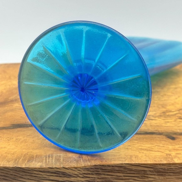 Turquoise Opaque Glass Fan Vase - Picture 7 of 7